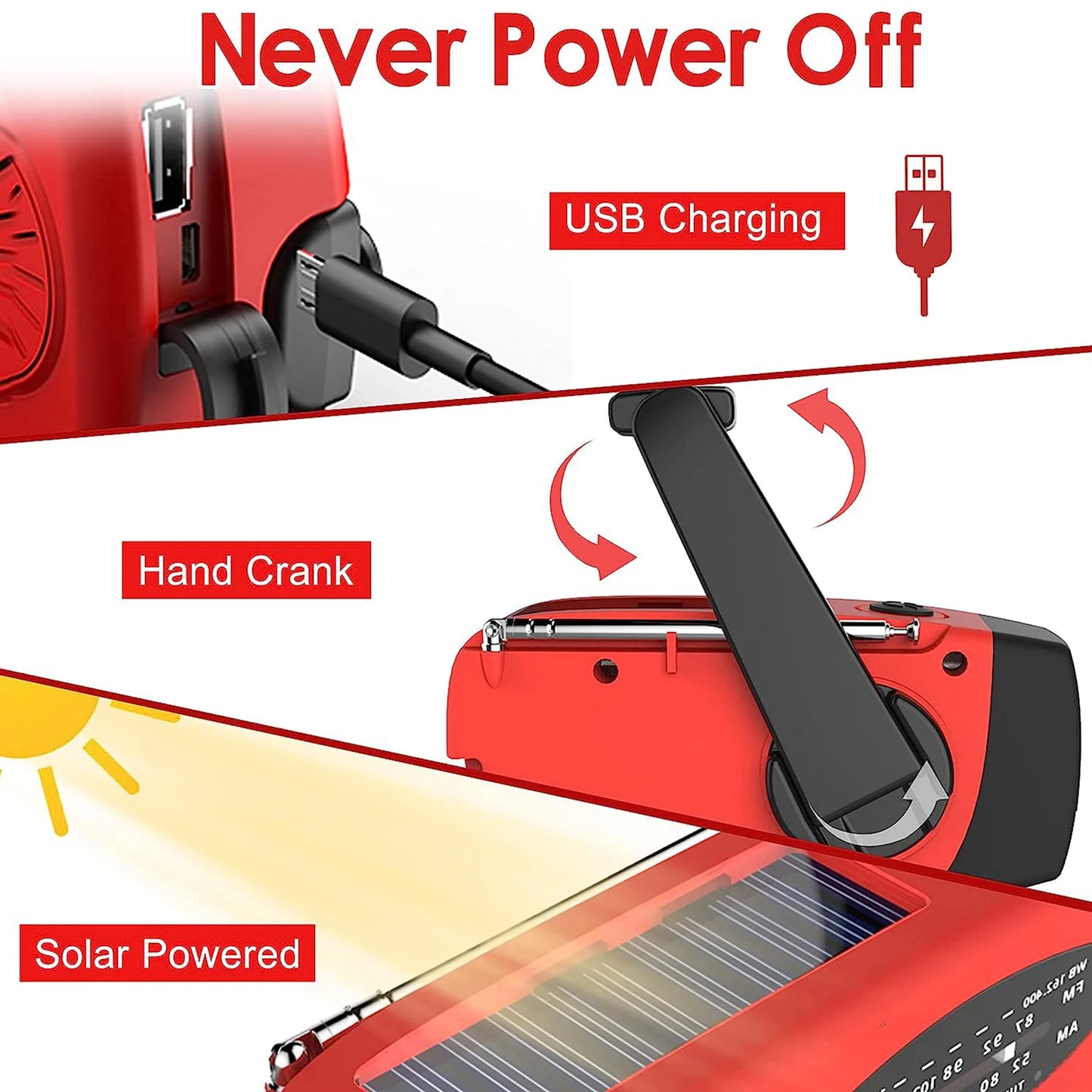 Solar Hand Crank AM/FM Radio With Light