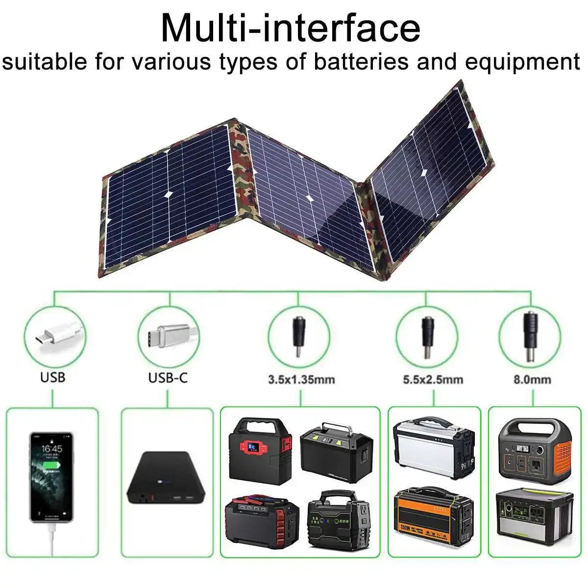 100-800W Foldable Solar Panel Kit