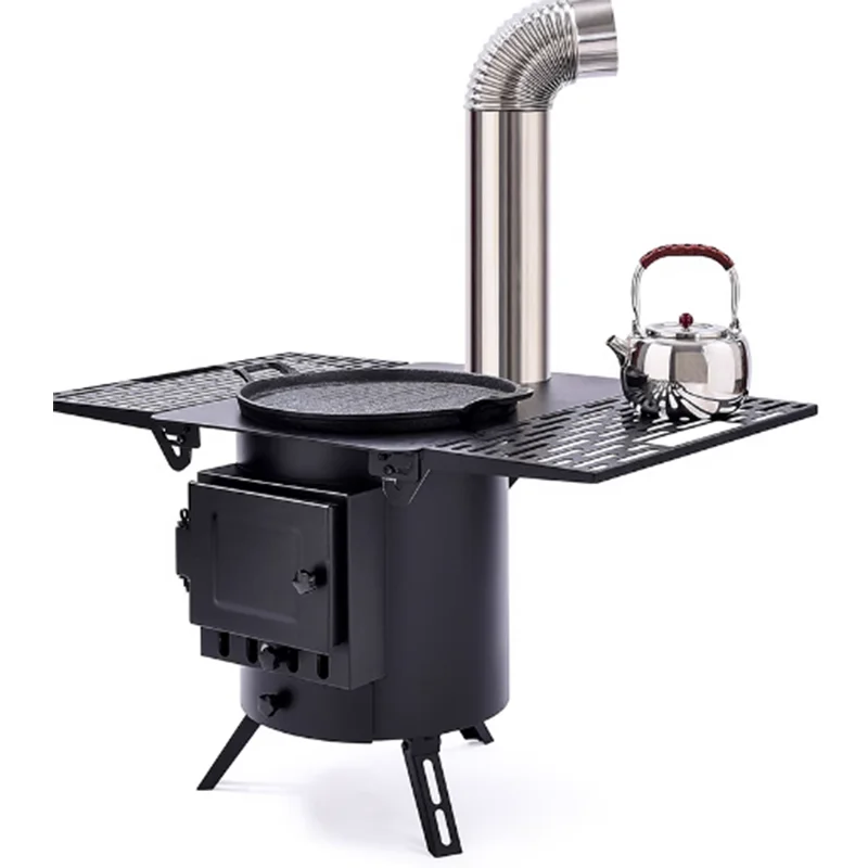 Wood Fire Tent Heater Stove Grill with Pull Out Table