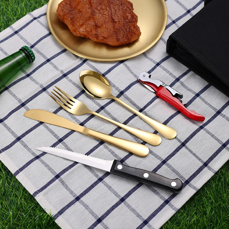 10Pcs Stainless Steel Camping Cutlery Set