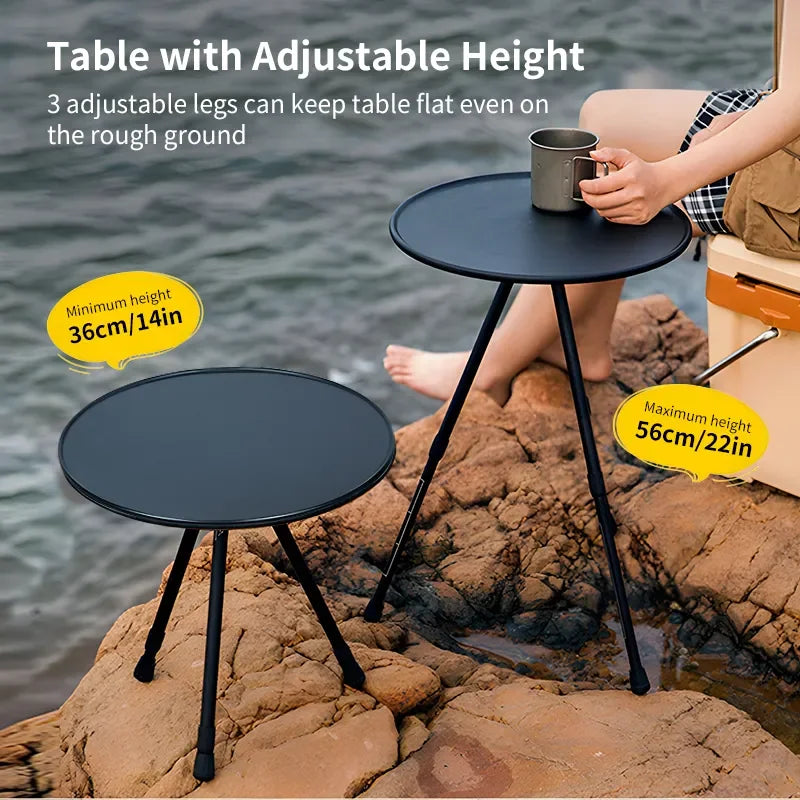 Camping Round Table with Light Stand