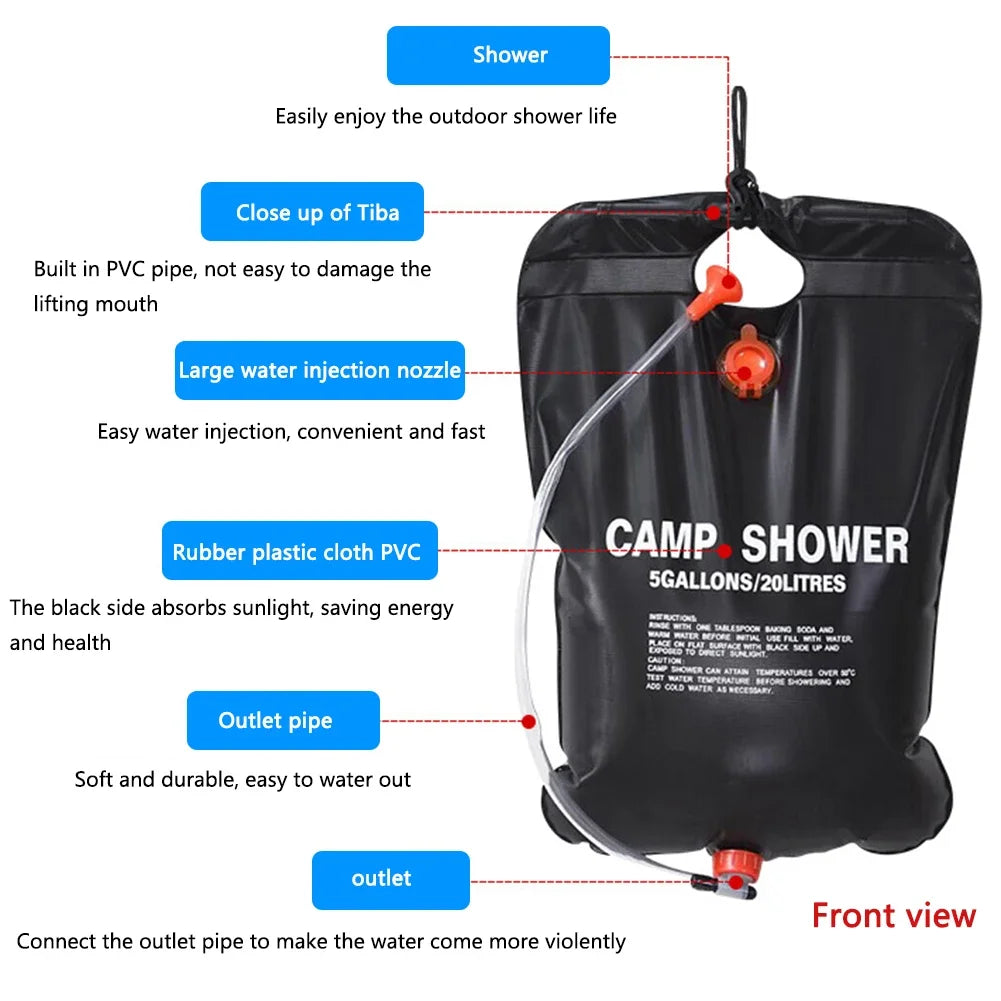 20L Portable Shower Bag Solar Heated