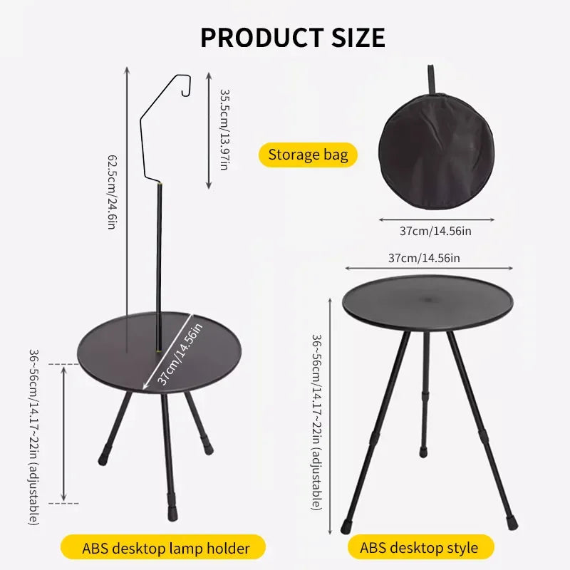 Camping Round Table with Light Stand