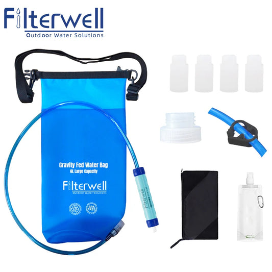 6L Waterdrop Gravity Fed Water Bag with Water Filter Straw