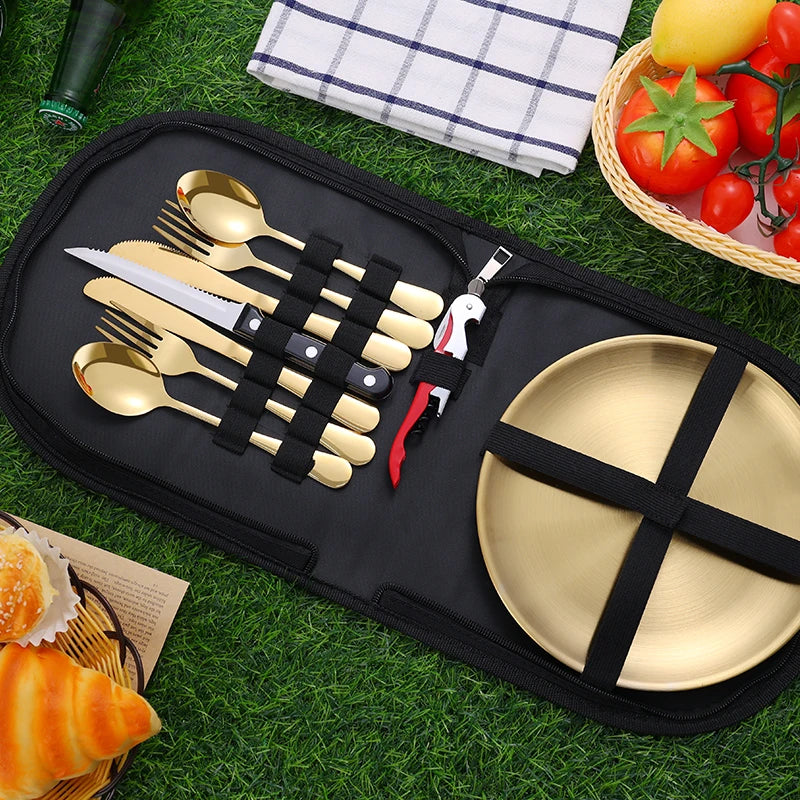 10Pcs Stainless Steel Camping Cutlery Set