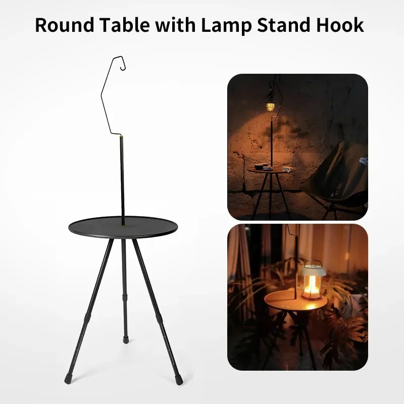 Camping Round Table with Light Stand